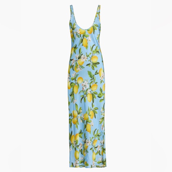 L’Agence Akiya Lemon Print Tank Midi Dress Medium - Picture 6 of 7